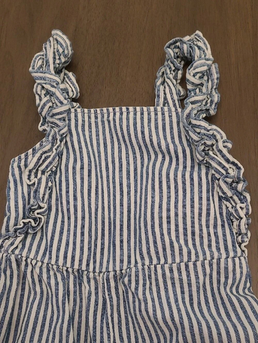 GAP Blue and White Striped Ruffle-Strap Kids Jumpsuit